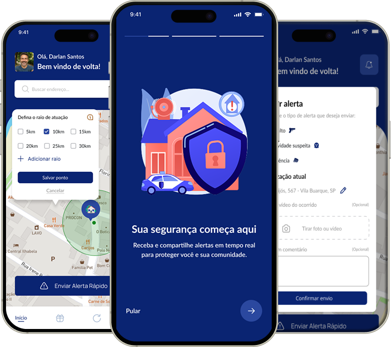 Telas do app Alerta Local